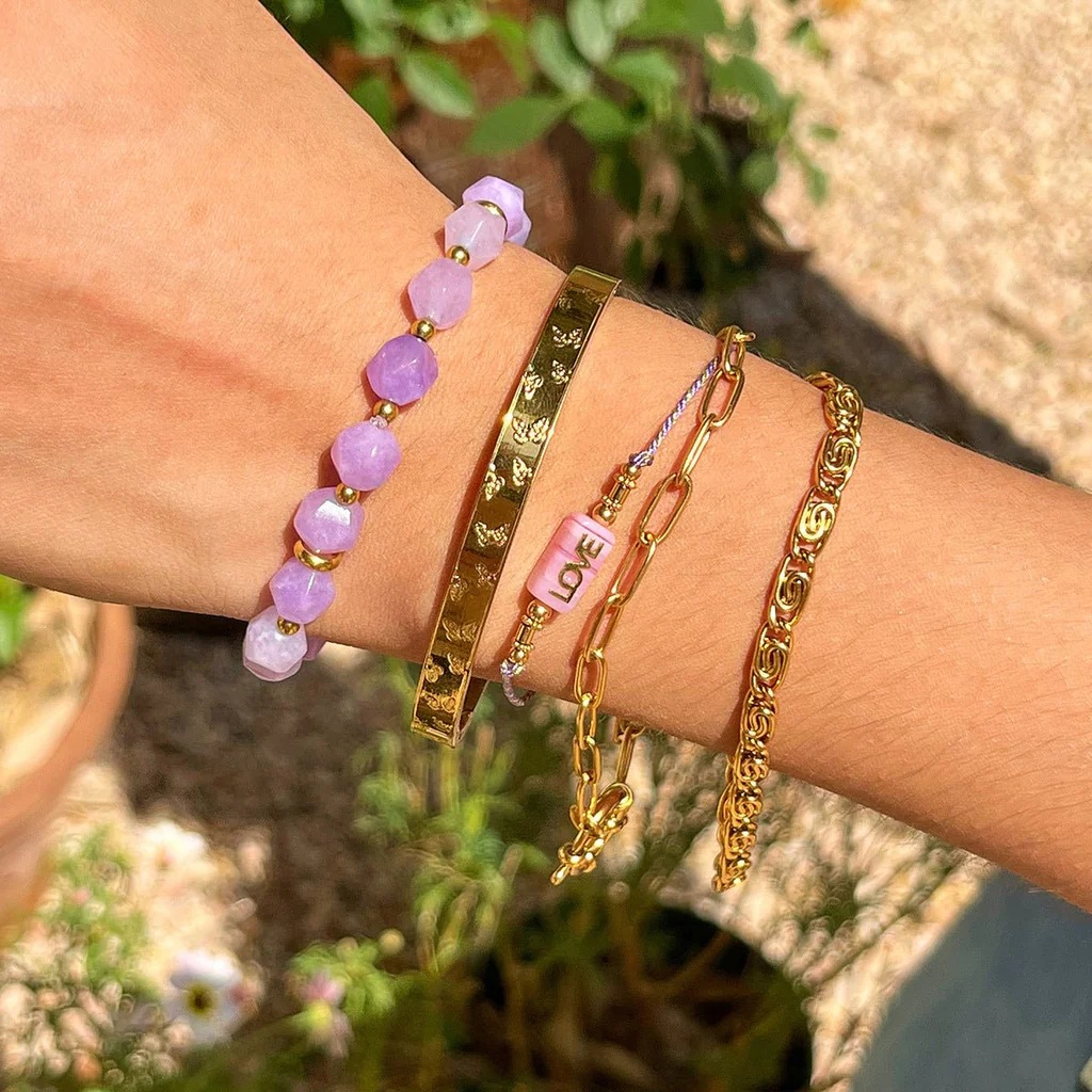 ELENYS Amethyst Aura – pozlacený náramek z pravého ametystu
